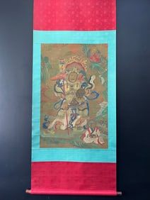 A Chinese Vertical Scroll Ink Painting of Figure on Silk