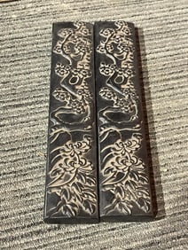 A Pair of Exquisite Plum and Chrysanthemum Pattern Paper Weights