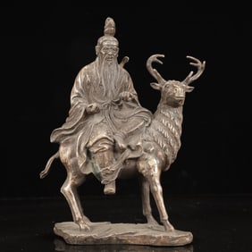 An Exquisite Silver-plated Copper Figure Ornament