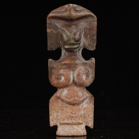 An Archaic Hongshan Culture Yellow Jade Figure Ornament