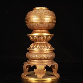 An Exquisite Gilt Bronze Flower Eight Treasures Pattern Censer