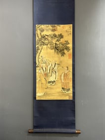 A Chinese Vertical Scroll Ink Painting of Figure on Silk