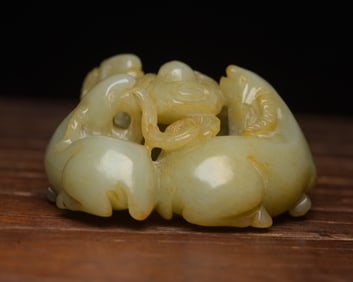 An Exquisite White Jade Sheep Hand Piece