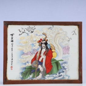 A Rare Huanghuali wood Inlaid Porcelain Plaques Figure Pattern End Table