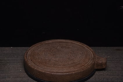 A Huge Limestone Lotus and Fish Pattern End Table