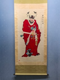 A Chinese Vertical Scroll Ink Painting of Figure on Paper