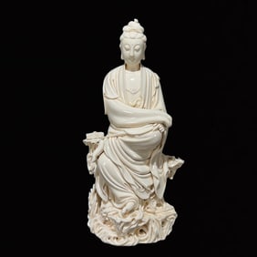 A Huge Blance-De-Chine Statue of Avalokitesvara