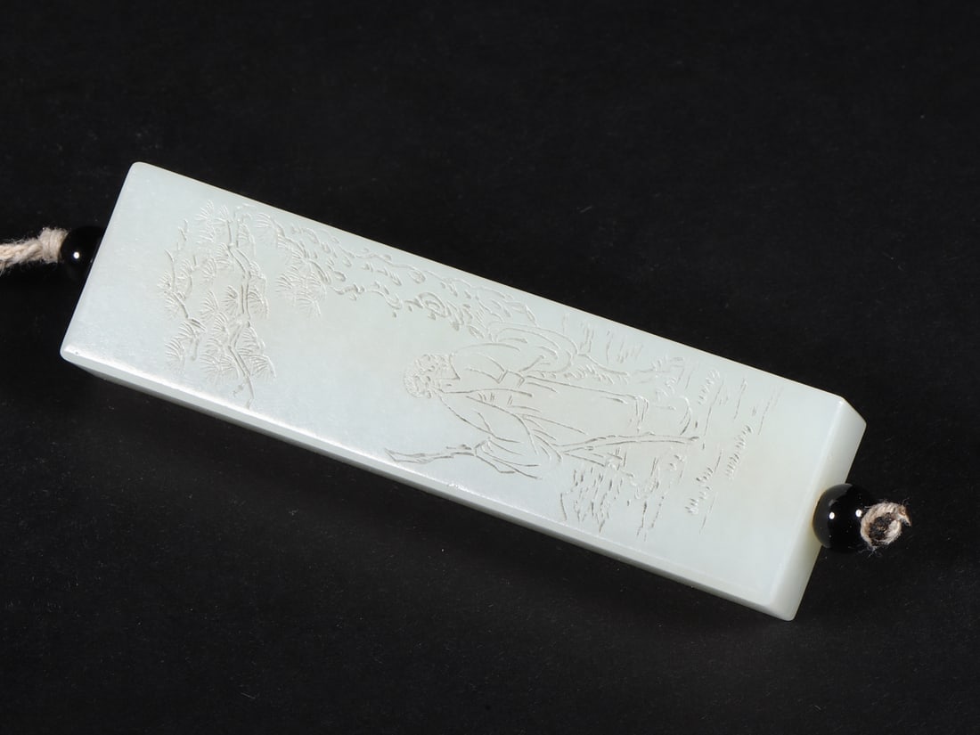 An Exquisite White Jade Character and Story Pattern with poem Ornament (1 of 9)