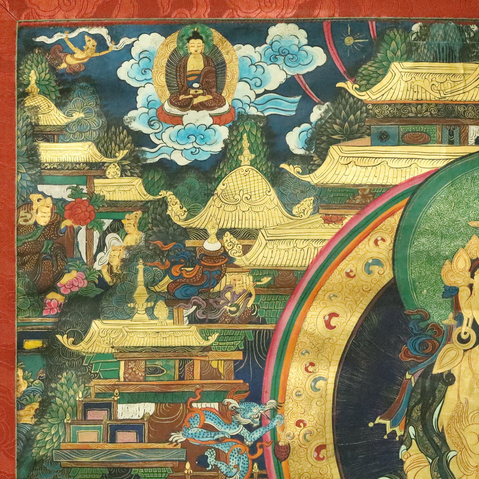 唐時代　金象嵌　鏨彫龍鳳吉祥蓮唐草花芭蕉文大瓶　瑞獸図　瑞龍鳳凰紋(E-83) 唐時代 金象嵌 鏨彫龍鳳吉祥蓮唐草花芭蕉文大瓶 瑞獸