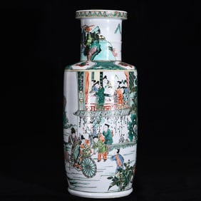 A Huge Wucai Character and Story Pattern Vase