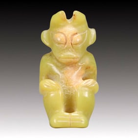 An Archaic Hongshan Culture Yellow Jade Figure Ornament