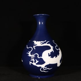 A Rare Ji Blue Glazed Dragon Pattern Vase