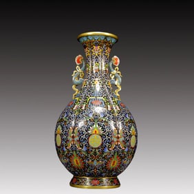 A Huge Cloisonne Bats and Peach Pattern Double-Ears Vase