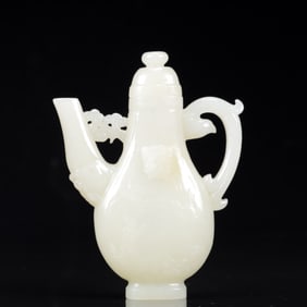 An Exquisite White Jade Figure Pattern Ewer