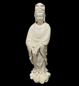 A Rare Blance-De-Chine Statue of Avalokitesvara