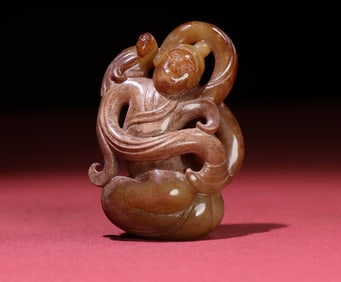 An Exquisite White Jade Figure Hand Piece