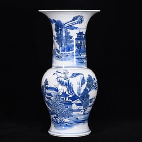 A Huge Blue and White Landscape and Figure Pattern Vase