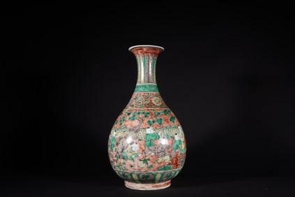 A Exquisite Red Ground Character and Story Pattern Vases