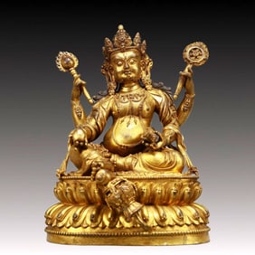 A Solemn Gilt Bronze Statue of Mammon