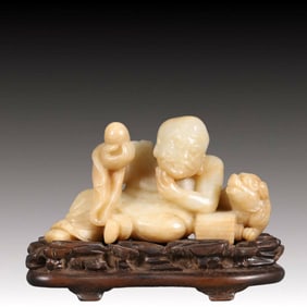 A Precious Yellow Jade Figure Ornament