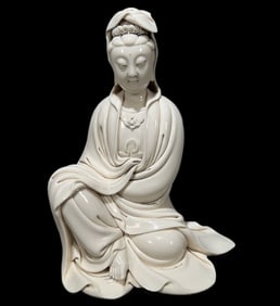 A Rare Blance-De-Chine Statue of Avalokitesvara