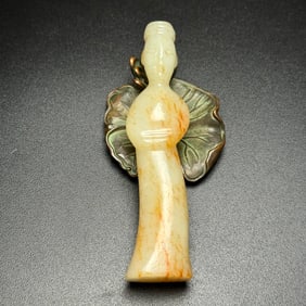 An Exquisite White Jade Figure Hand Piece