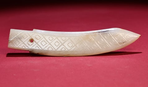 An Exquisite White Jade Knife Pendant