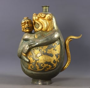 An Exquisite Gilt Bronze Beast-Shaped Vase