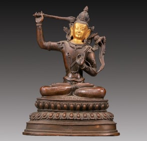 A Solemn Gilt Bronze Statue of Manjusri