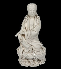 A Rare Blance-De-Chine Statue of Avalokitesvara
