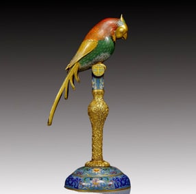 A Rare Cloisonne Parrot Ornament