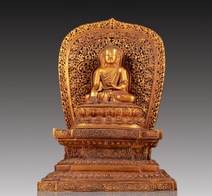 A Solemn Gilt Bronze Statue of Sakyamuni