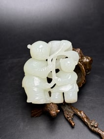 An Exquisite White Jade Figure Hand Piece