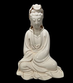 A Rare Blance-De-Chine Statue of Avalokitesvara