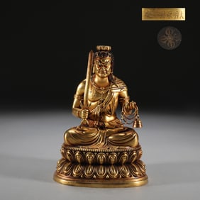 A Solemn  Gilt Bronze Buddha Statue