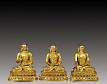 Brilliant Gilt-Bronze Figures Of Buddha Shakyamuni