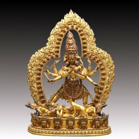 A Solemn Gilt Bronze Statue of Chakrasamvara