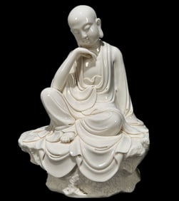 A Rare Blance-De-Chine Statue of Arhat