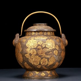 An Exquisite Gilt Bronze Silver Flower and Bird Pattern Pot