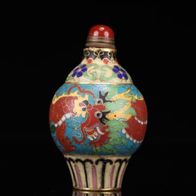 An Exquisite Cloisonne Flower and Dragon Pattern Snuff Bottle