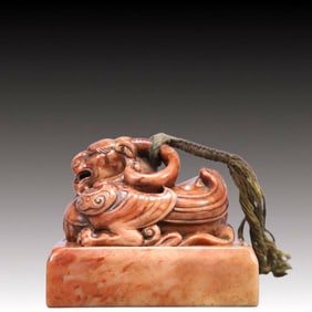 An Exquisite Shoushan Stone Dragon Pattern Seal