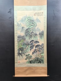 A Chinese Vertical Scroll Ink Painting of Landscape on Paper,Zhang Daqian
