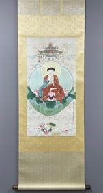 A Chinese Vertical Scroll Ink Painting of Figure on Silk,Zhang Daqian