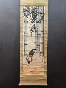 A Chinese Vertical Scroll Ink Painting of Rooster on Paper,Xu Beihong