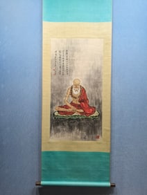 A Chinese Vertical Scroll Ink Painting of Figure on Paper,Hong Yi