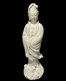 A Rare Blance-De-Chine Statue of Avalokitesvara