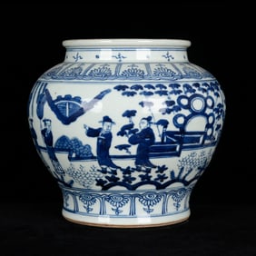 An Exquisite Blue and White Character and Story Pattern Jar