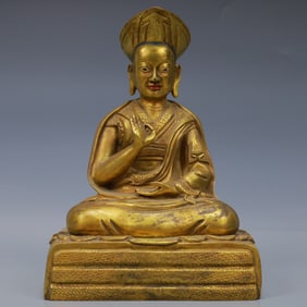 An Exquisite Gilt Bronze Statue of Guru