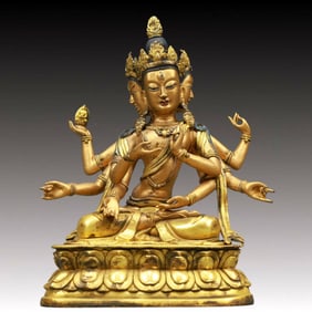 A Solemn Gilt Bronze Statue of Tara