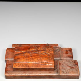 An Exquisite Huanghuali Wood Bamboo Pattern Inkstone